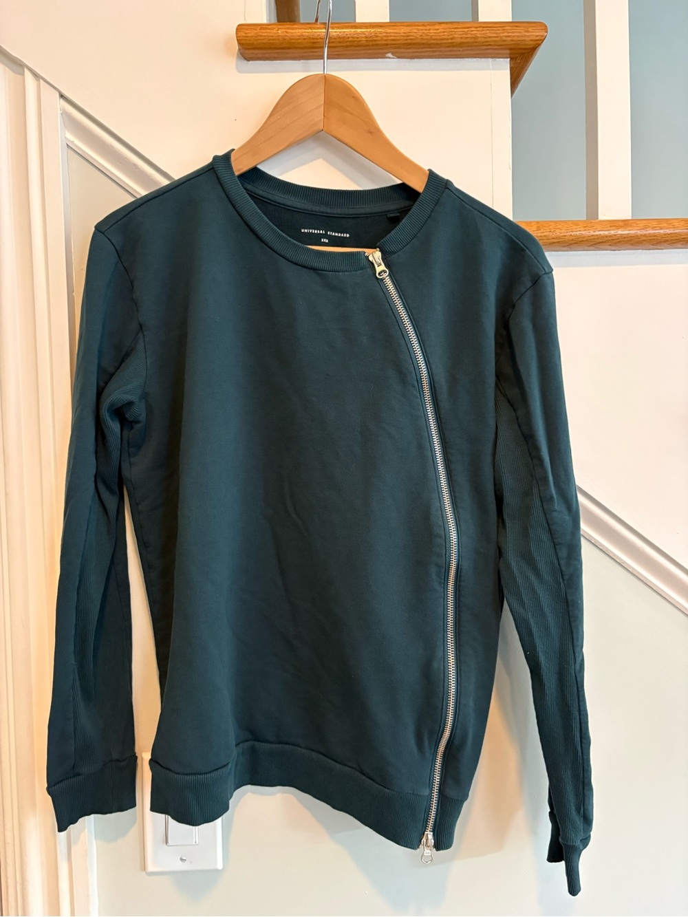 Universal Standard Teal Asymmetrical Zip Sweatshirt